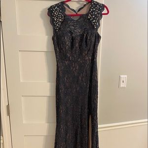 Blue sparkle prom dress